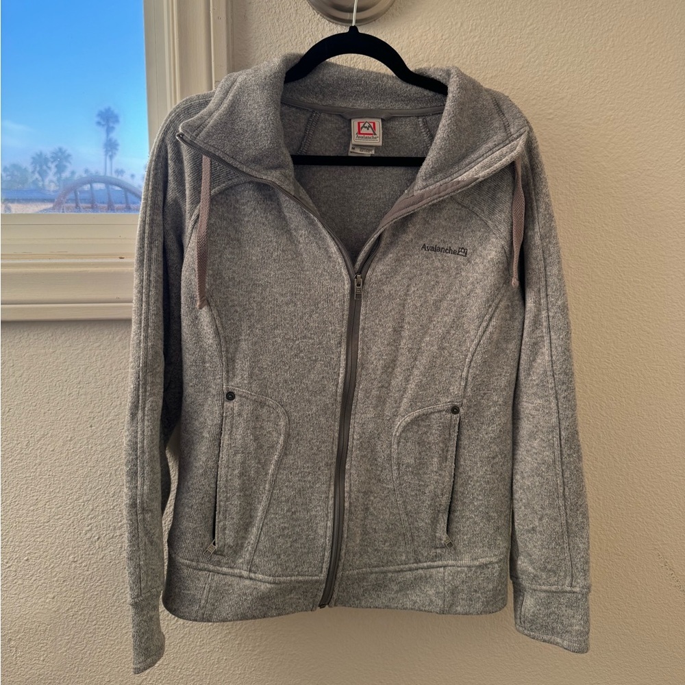 Avalanche Heathered Grey Full Zip Up Sweater
